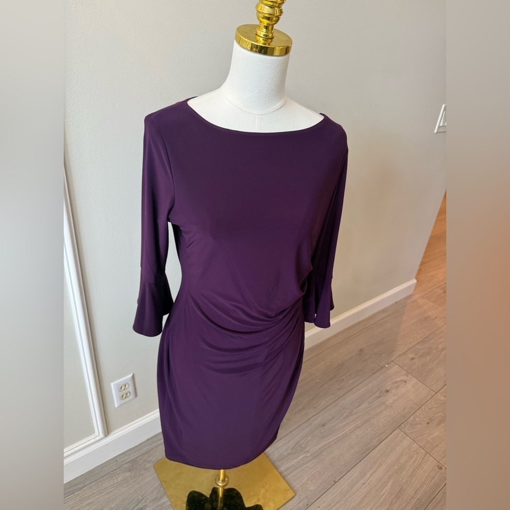 Anne Klein Deep Purple Long Sleeve Dress - Picture 5 of 10